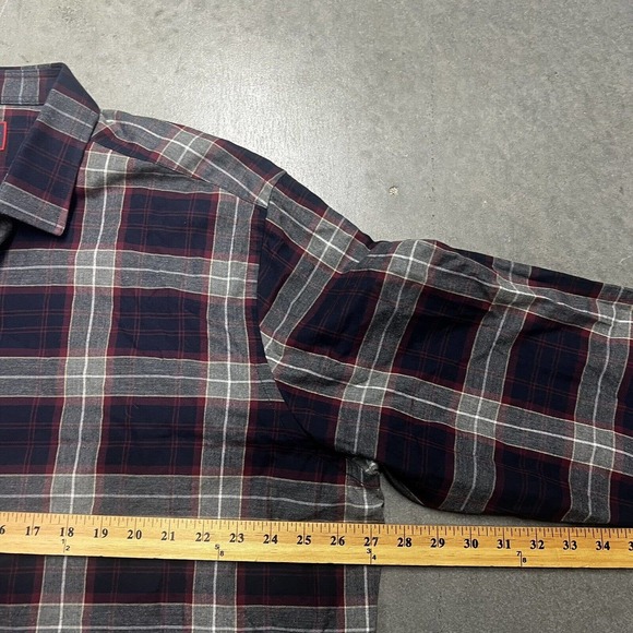 Untuckit Alentejo Shirt Mens 3XL Red Blue Plaid Flannel Long Sleeve Button Up - Picture 5 of 7